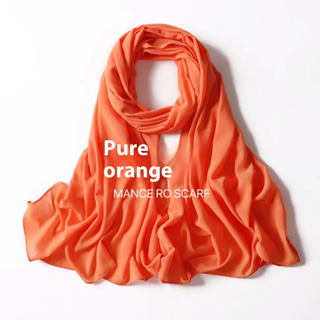 Pure Color Pearl Chiffon Scarf Headcloth Veil Chiffon Scarf - 66 Pure Orange