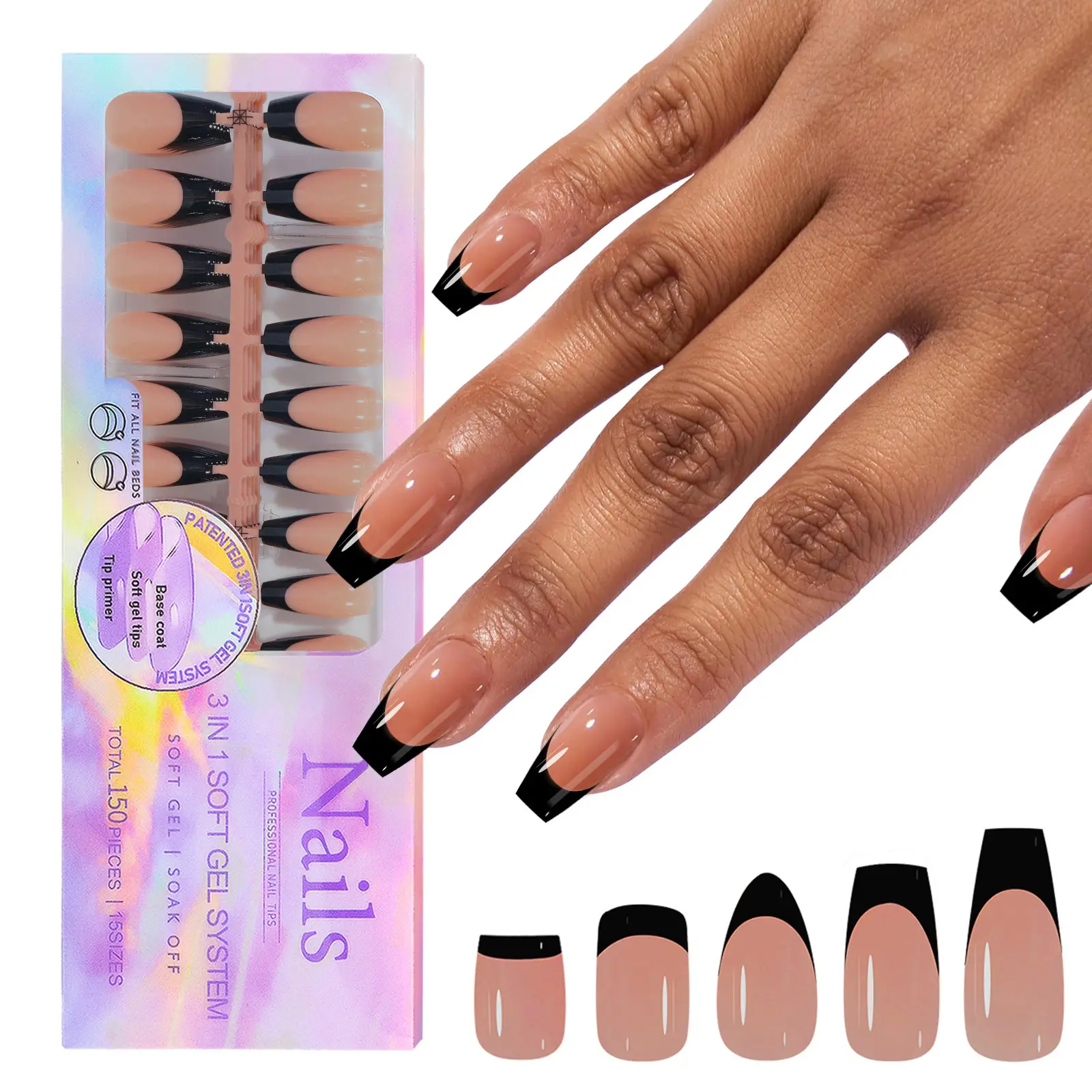 Nail Coffee Black New Seamless Wear Removable