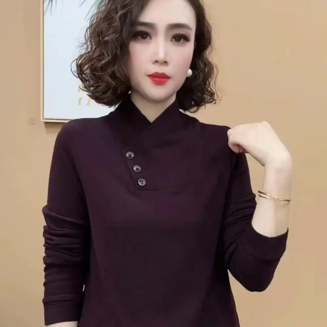 Warm All matching Elegant Bottoming Shirt Top Purple - Shop at LoveMi
