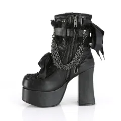 Gothic Retro Chunky Heel Platform Faux Leather Women's Ankle Boots - Black - View 1