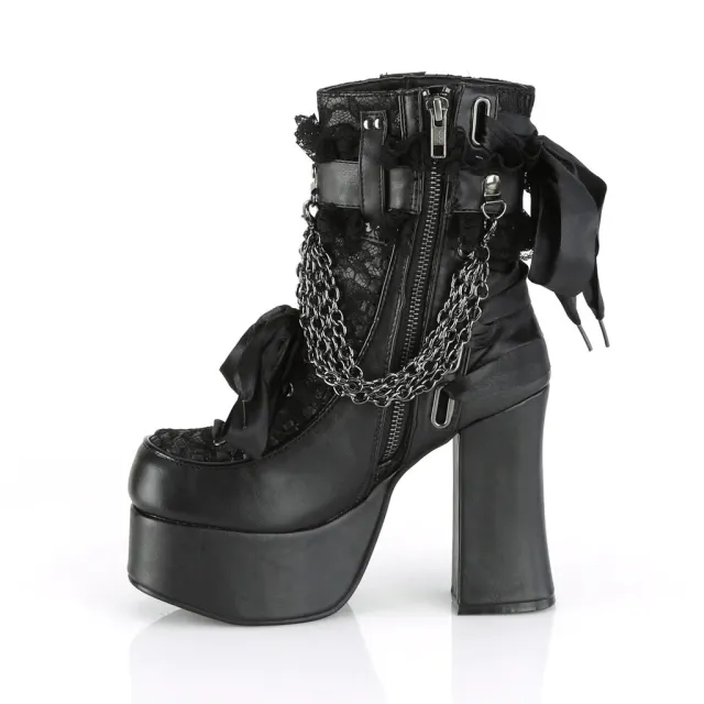 Gothic Retro Chunky Heel Platform Faux Leather Women's Ankle Boots Black - Shop at LoveMi