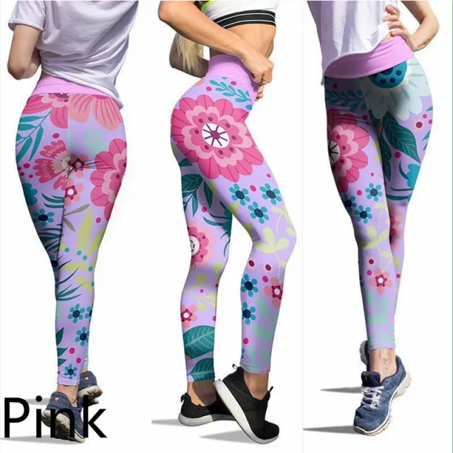 Slim fit Printed Trousers Yoga Pants Pink - Shop at LoveMi