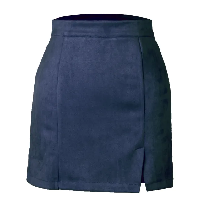 Autumn And Winter Suede A Line Korean Style High Waist Fashion Sexy Skirt Blue - Shop at LoveMi