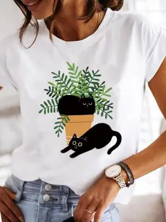 Crew Neck Casual Printed T-shirt For Women - Ts 2301 12-Xl - View 1