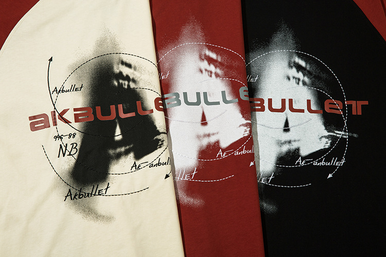 Contrast Color Design Letter Print Loose Round Neck Short Sleeve