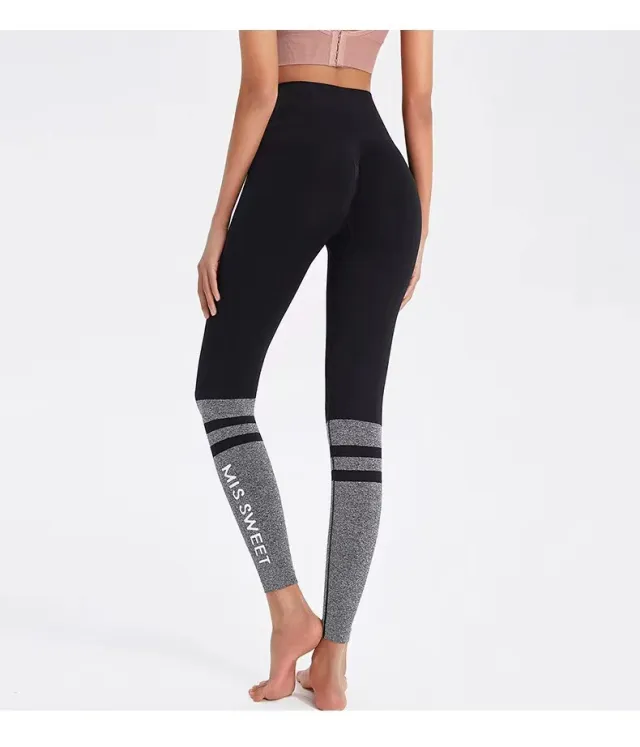 Letter Hip Fitness Training Pant Cropped Leggings Charming Black - Shop at LoveMi