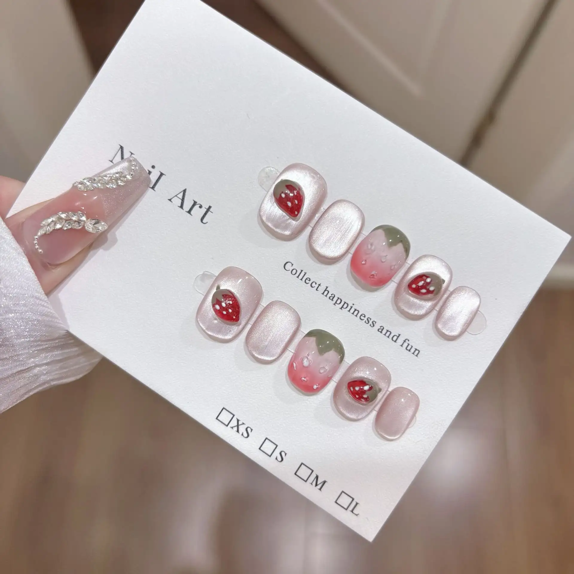 Nail Tip High-grade Cat Eye Hand-pinching Strawberry Sundae Milkshake
