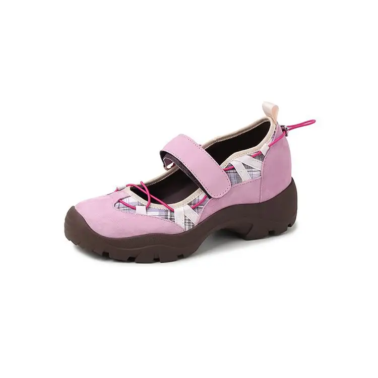 Retro Leather Chunky-soled Velcro Sneakers