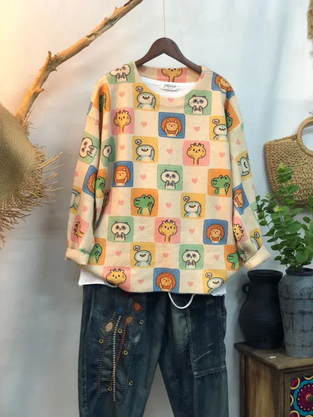 New Women's Loose fitting Round neck Sweater For Outerwear T396 - Shop at LoveMi