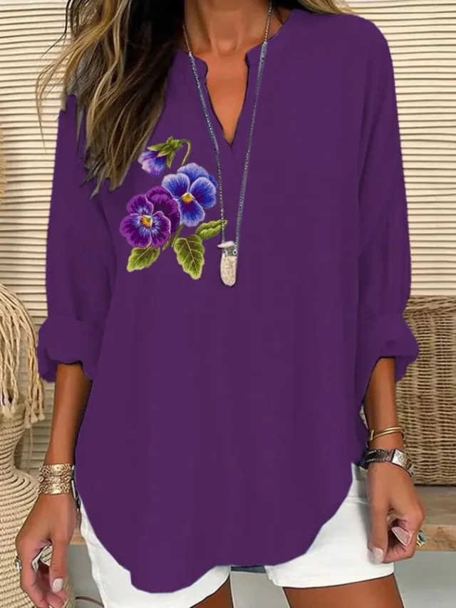 Women's 3D Digital Printing Fashion Round Neck Loose Shirt Style40 - Shop at LoveMi