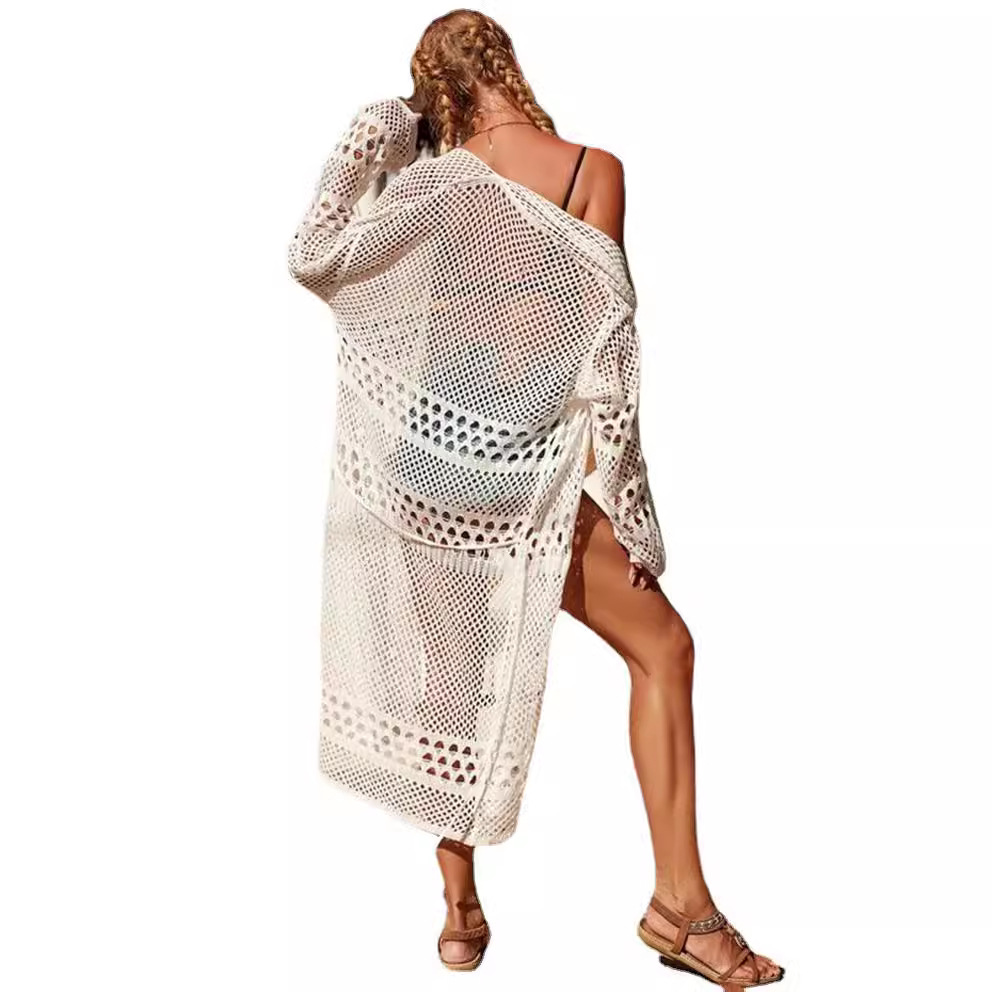 Cross-border AliExpressEbay New Springsummer Hollow-out Knitted Cardigan Crocheted Outerwear For Export Beach Sun Protection Dress