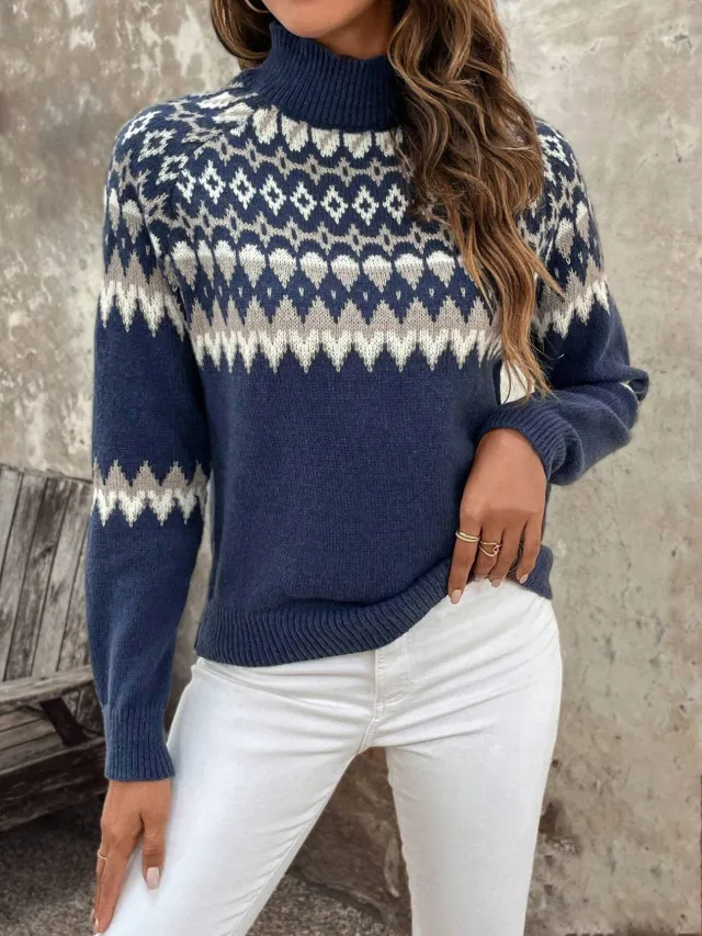 Fashionable Stylish Loose Outer Wear All matching Knitted Sweater Blue - Shop at LoveMi