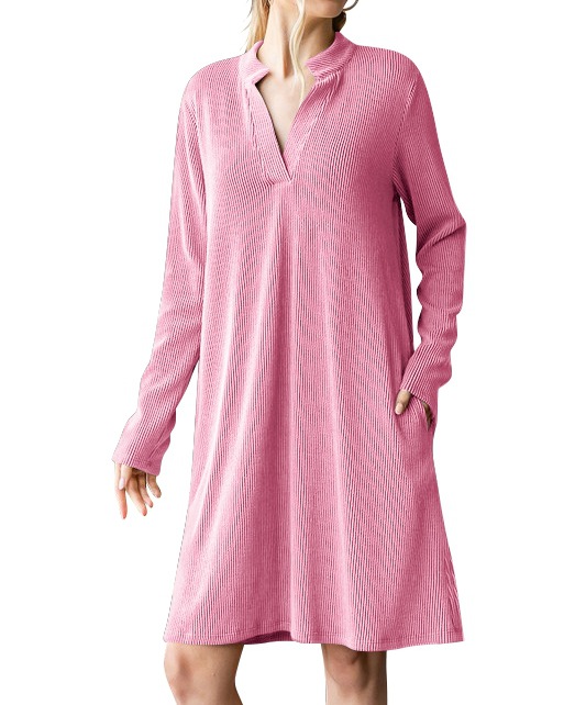 Women's V-neck Long Sleeve Loose Dress