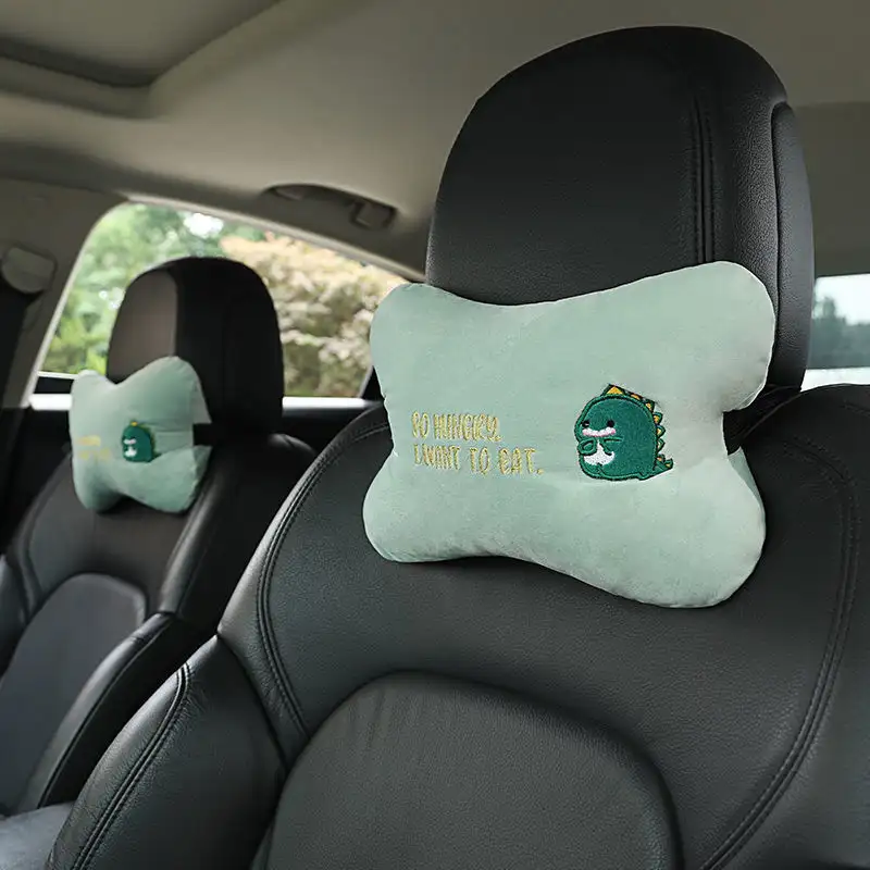Car Plush Embroidery Headrest Shoulder Pad Cartoon Cute