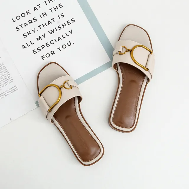 Women's Summer New Fashion All matching Leisure Sandals Flat Shoes Apricot - Shop at LoveMi