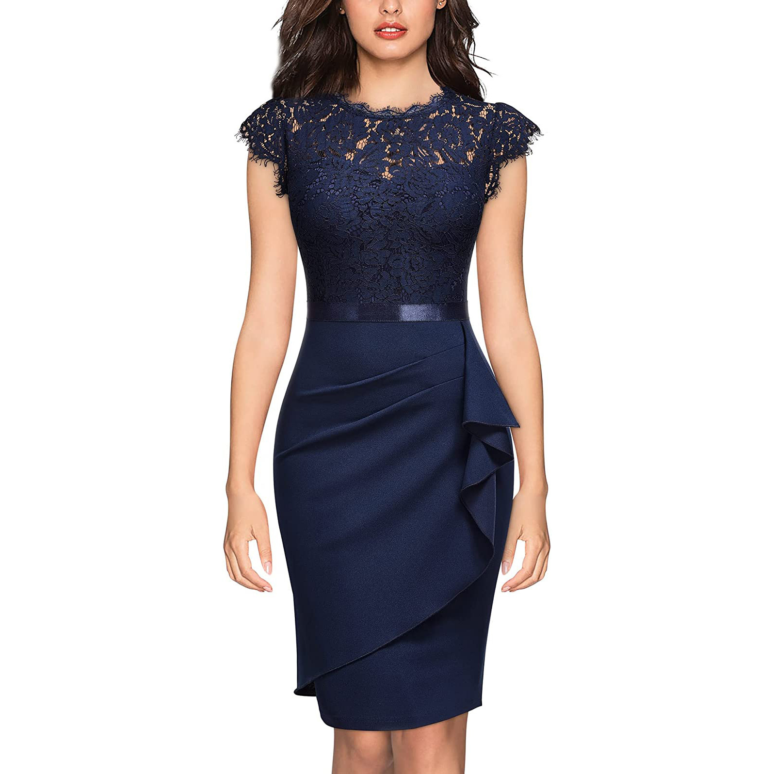 New Women's Bridesmaid Polyester Sheath Dress Dark Blue - Shop at LoveMi