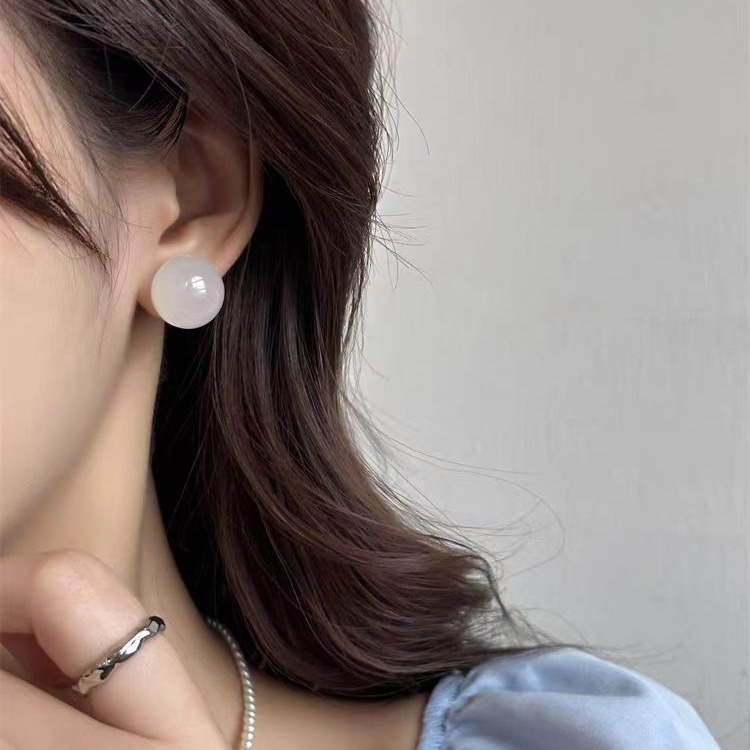 Jelly Color Ball Stud Earrings Women's Light Luxury High-grade Temperament