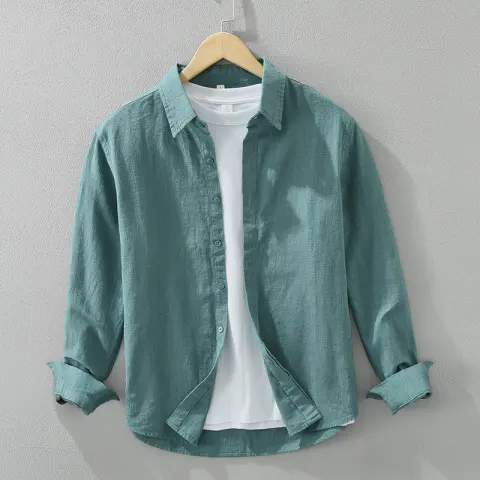 Long Sleeve Shirt Men's Fashion Casual Artistic Loose Linen
