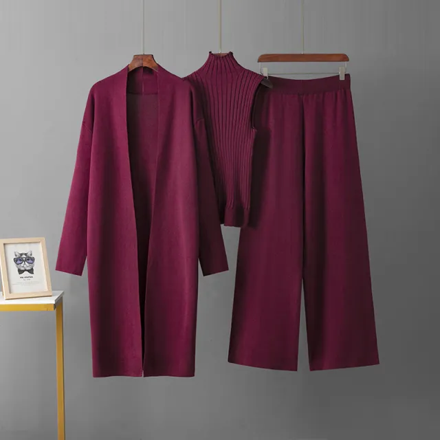 European And American Style Exotic Solid Color Casual Suit Women Wine Red - Shop at LoveMi