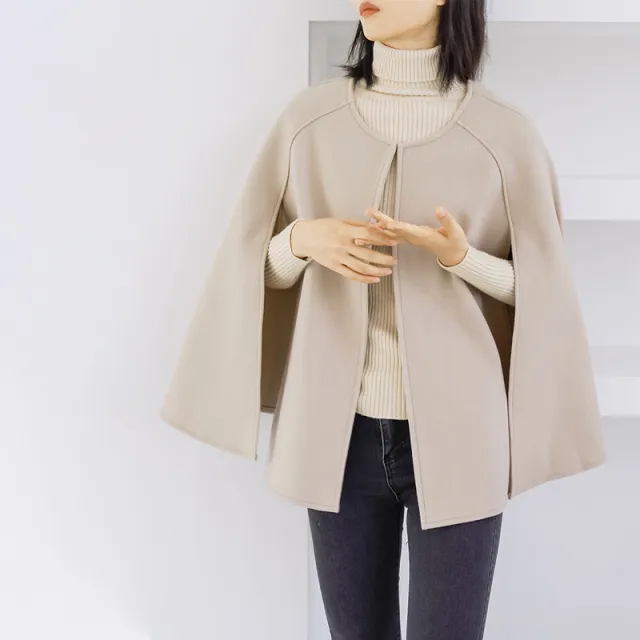 Autumn And Winter Woolen Overcoat Women's Autumn All matching Outer Wear Shawl Apricot - Shop at LoveMi