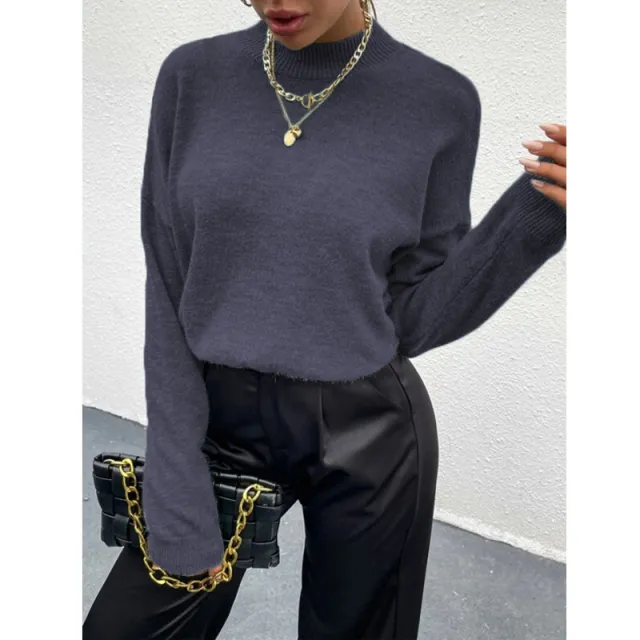 Women's Loose Pullover Knitwear Sweater Gray - Shop at LoveMi