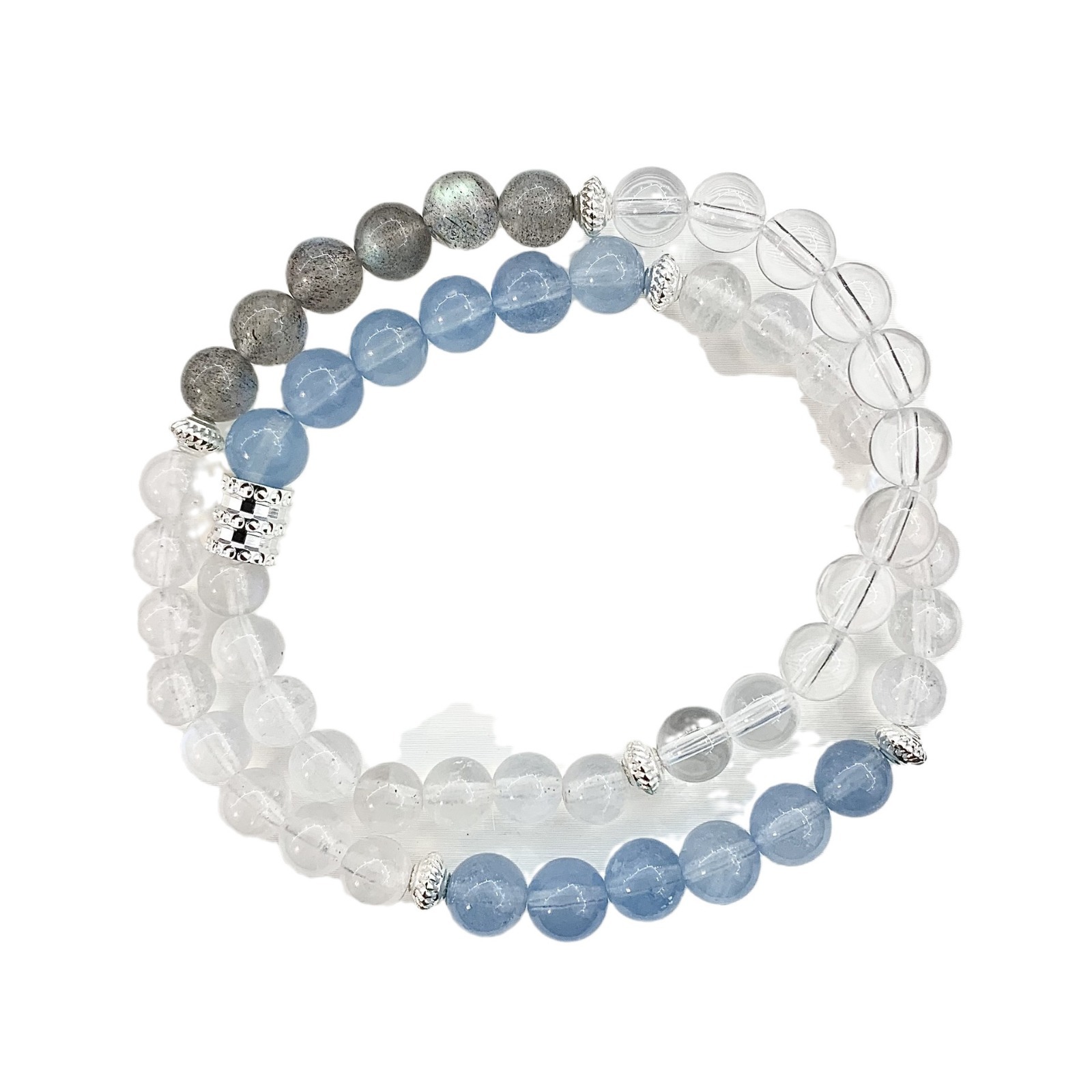 Crystal Aquamarine Blue Moonlight White Moonlight Multi-wrap Bracelet