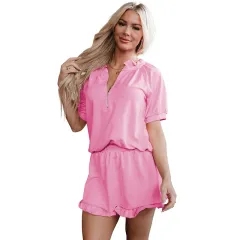 Solid Colour Short Sleeve Two-piece Set Women's Casual Suit - Lc626983P10 - View 1