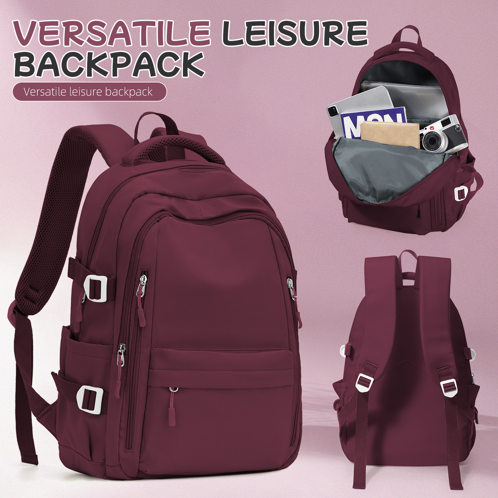 Simple Versatile Nylon Large-capacity Travel Backpack