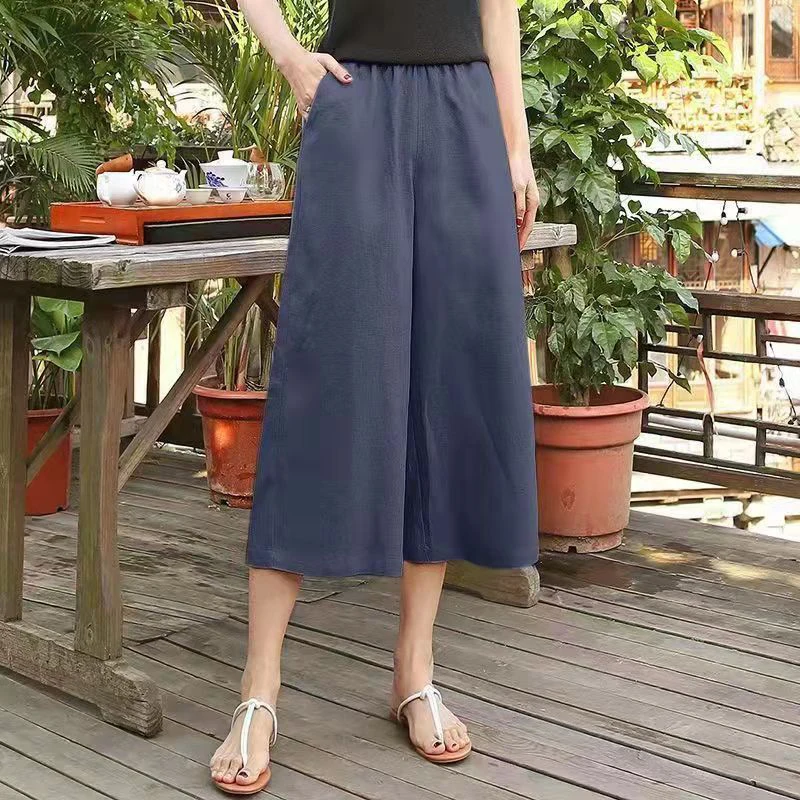 Title 10, Womens cotton and linen wide leg pants, thin l...