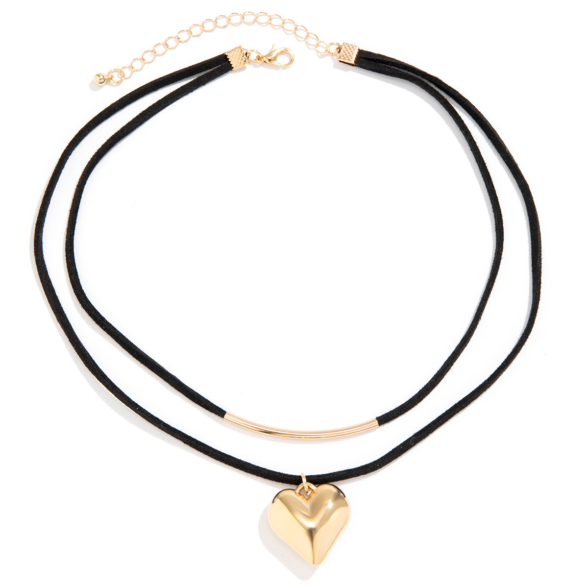 Love Heart-shaped Pendant Necklace Double-layer Peach Heart