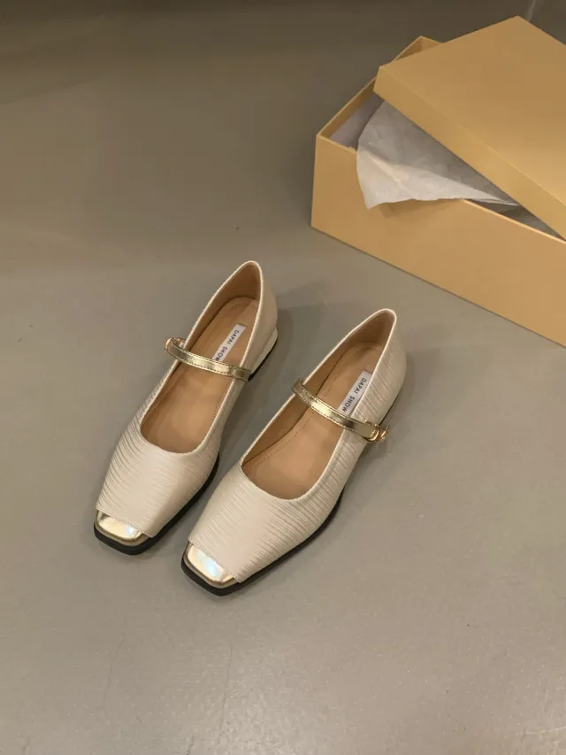 Chunky Heel French Style Classic Style Mary Jane Shoes Women Apricot - Shop at LoveMi
