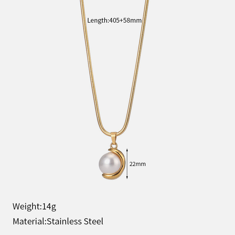 Pearl Pendant Snake Bones Chain Necklace Fashion