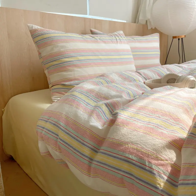 Japanese-style Minimalist Two-tone Striped Nordic-style Yarn-dyed Washed