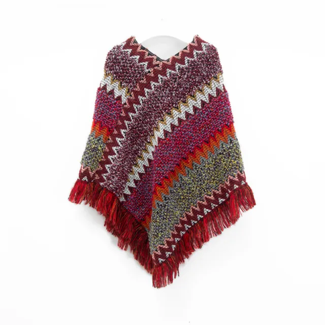 Christmas Women's Red Ethnic Style Pullover Cloak Shawl Red - Shop at LoveMi