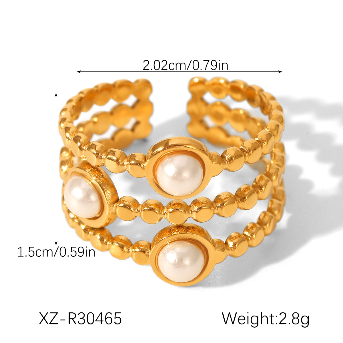 Luxury High-end Pearl And Flower Stainless Steel Ring