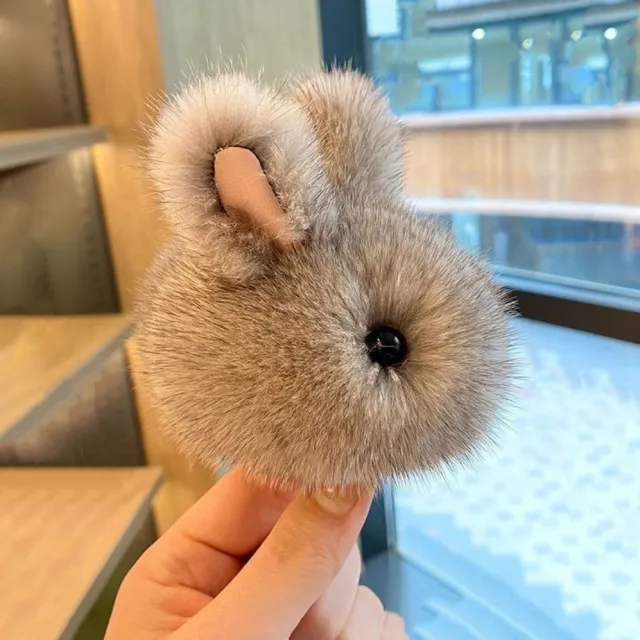 Real Fur Rex Rabbit Fur Small Orange Car Key Ring Pendant Gray - Shop at LoveMi