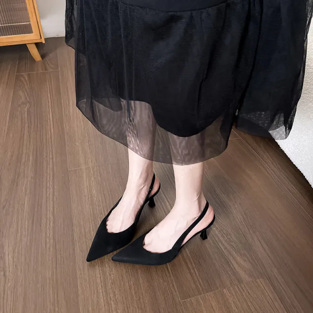 Niche Leopard Print High Heel Sandals Women Suede Closed Toe Pointed Toe Slingback High Heel Sandals Leopard - Shop at LoveMi