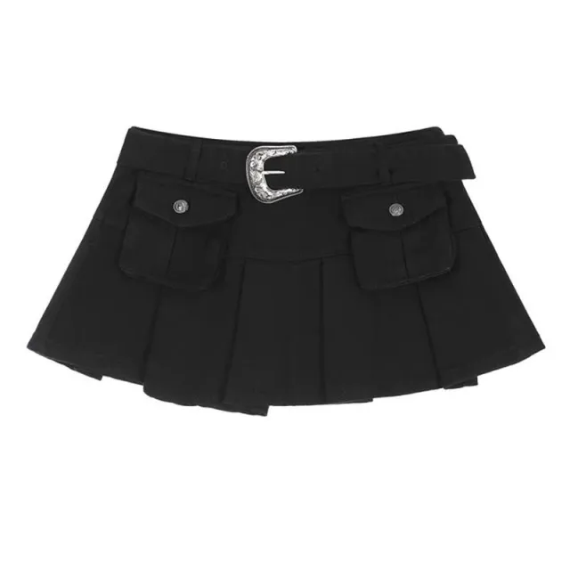 Women's Retro Multi pocket Workwear Denim Skirt Black - Shop at LoveMi