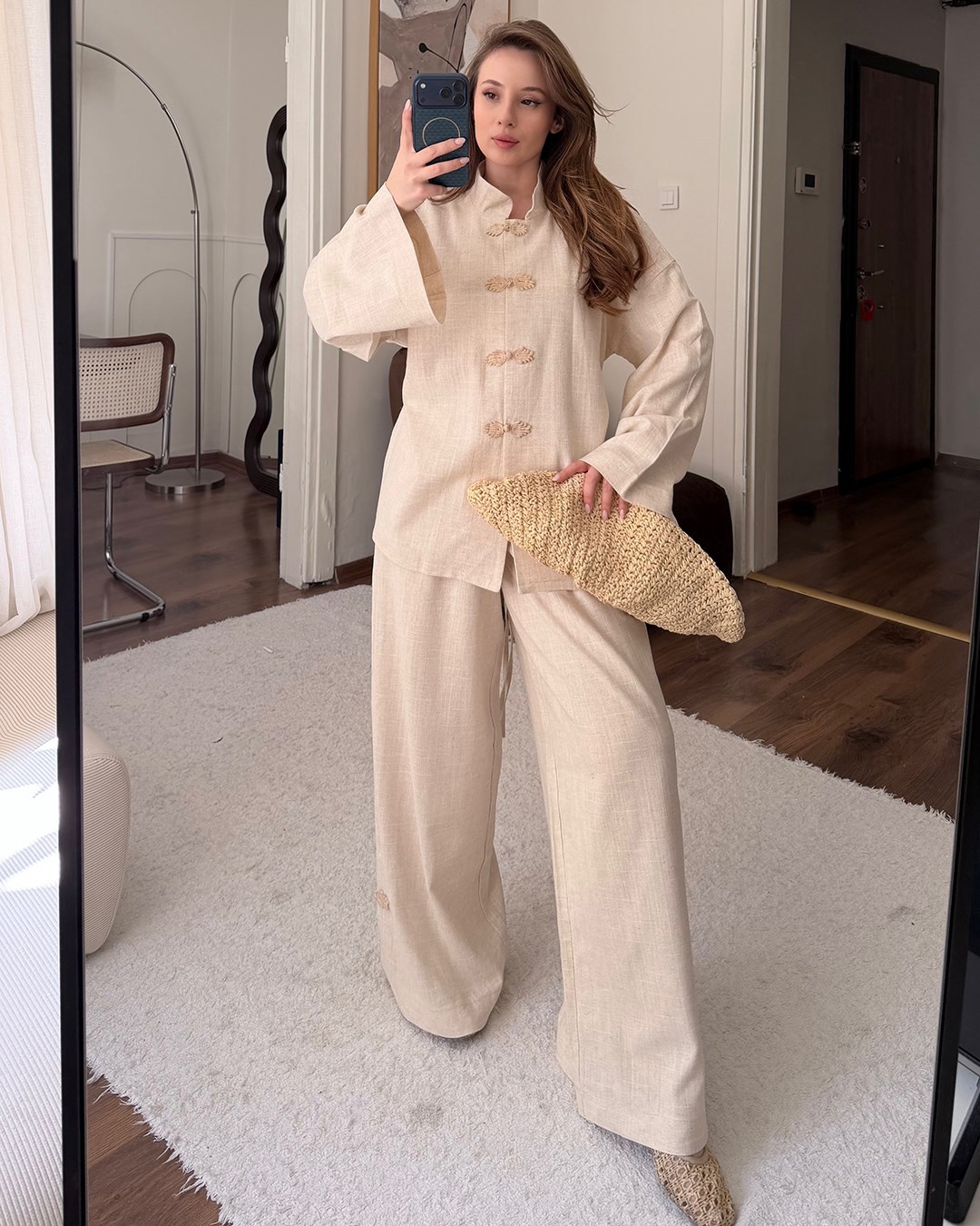 Shirt And Casual Loose-fitting Wide-leg Pants Set