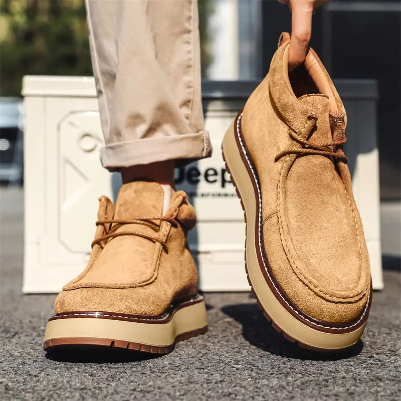 Mens Genuine Leather Suede Kangaroo Shoes Suede Martens Boots
