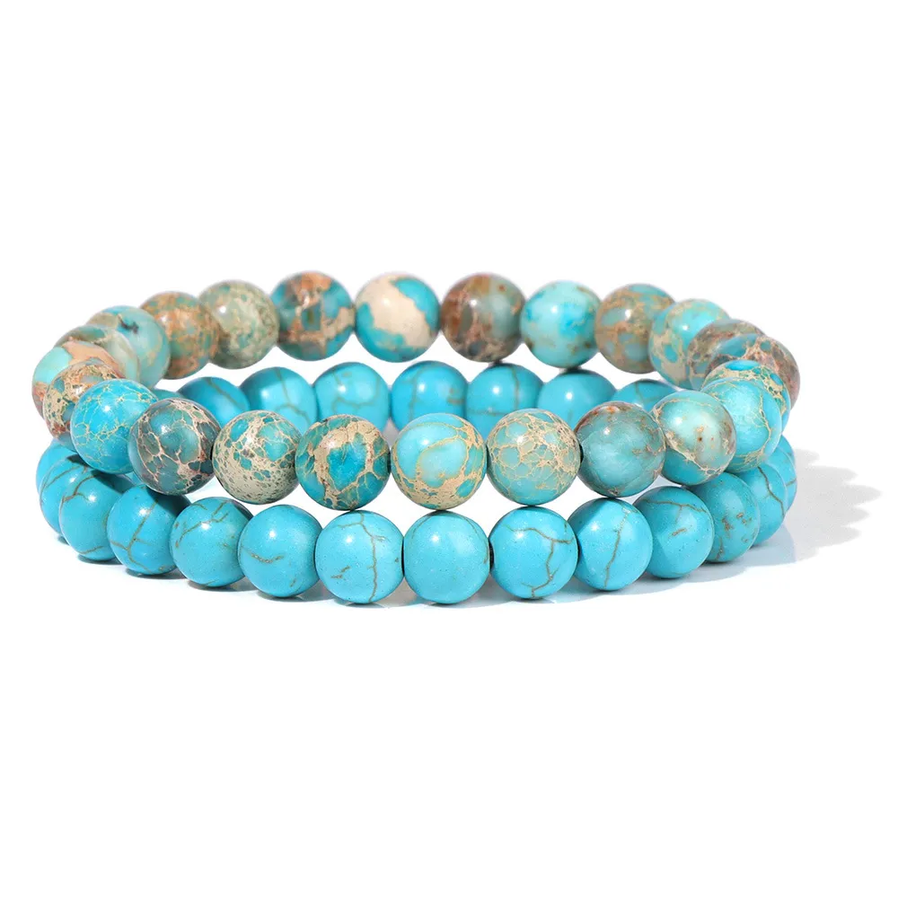 Natural Stone 8mm Bead Bracelet Men's Retro - Fk1412