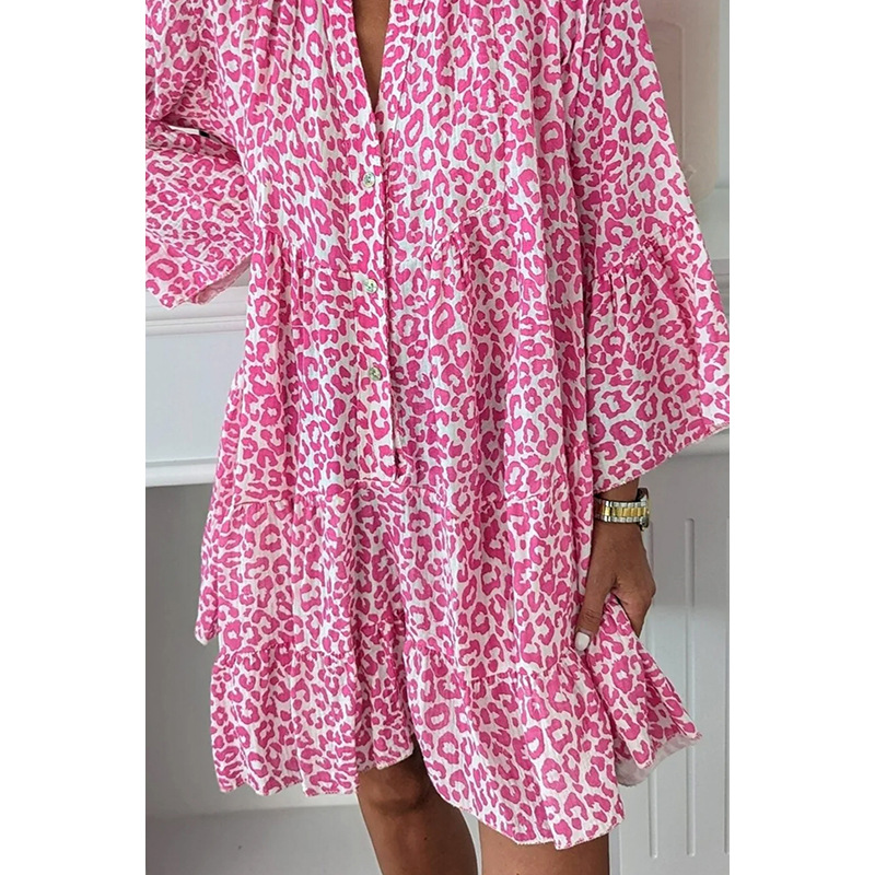 V-neck Long-sleeve Dress Women's Personalized Printing