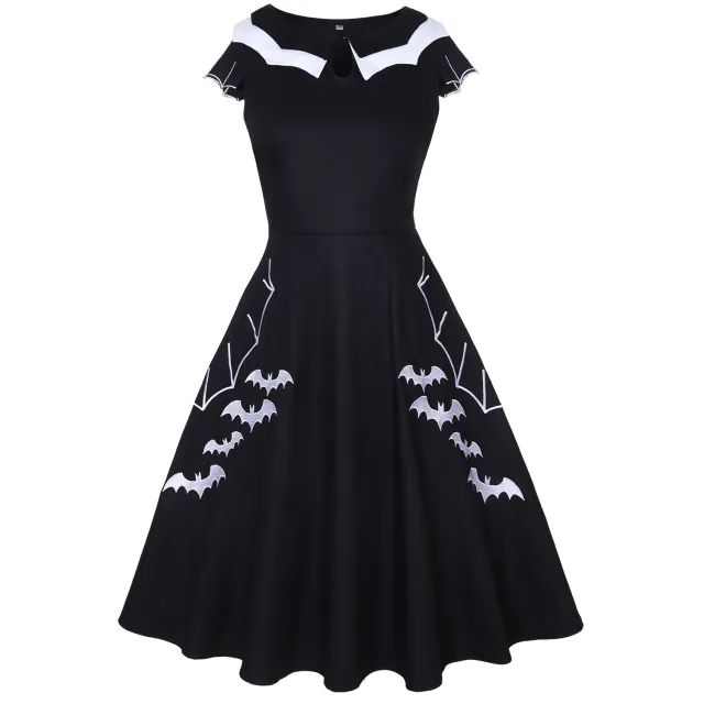 Bat Embroidered Plus Size Women's Clothing Dress Red - Shop at LoveMi