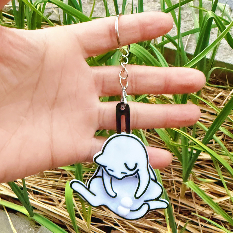 Genuine Creative Pull-out Egg Cat Keychain Pendant