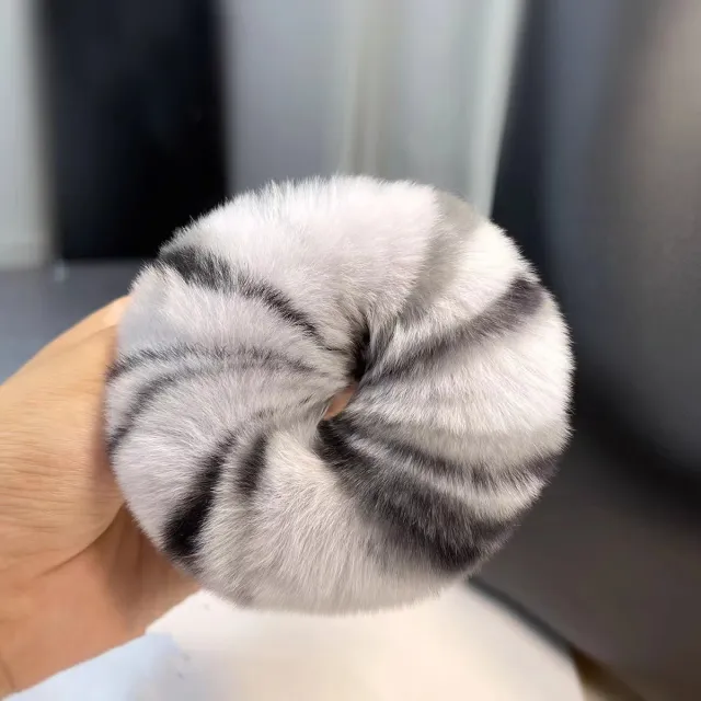 Plush Hair Ring Simple Female Cute Gray Leopard - Shop at LoveMi