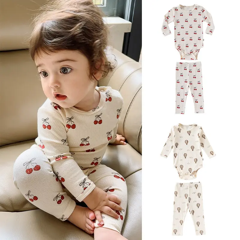 Long-sleeve Romper And Crawling Suit Two-piece Set
