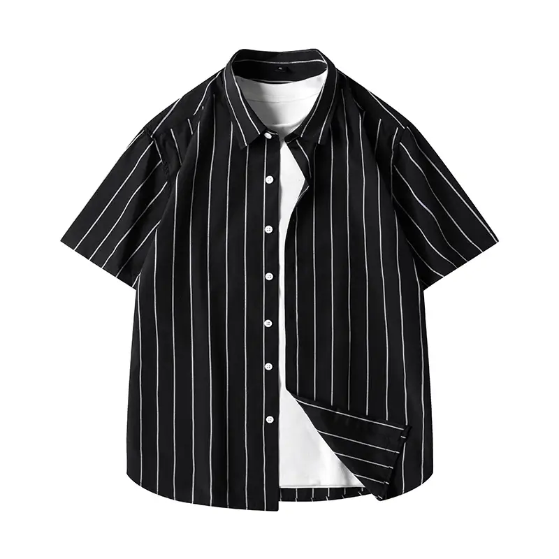Men's Short-sleeved Shirt Business Striped Casual Shirt