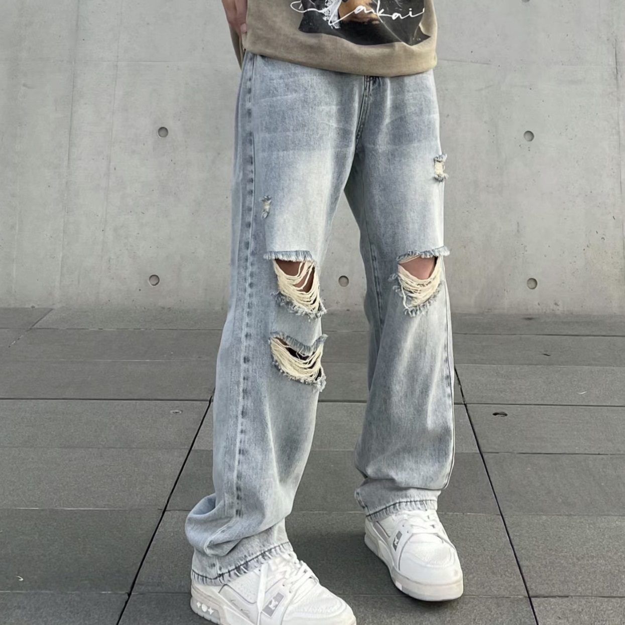 High Street Washed Old Straight Special-interest Design Smart Trousers