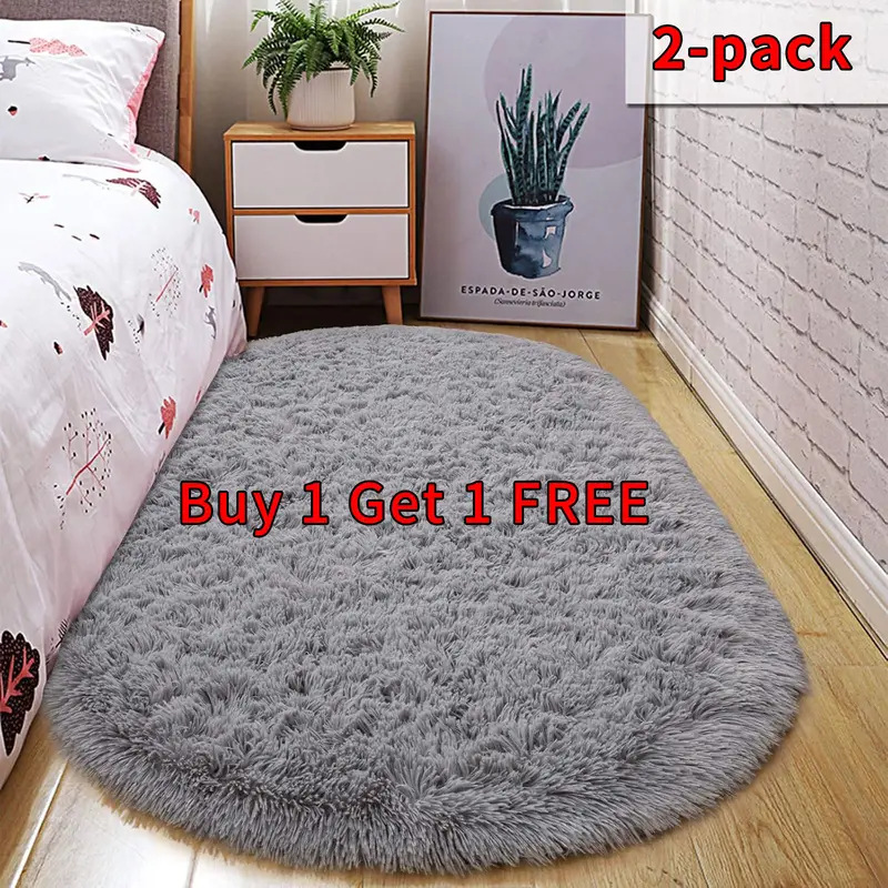Oval Bedside Silk Anti-slip Rug