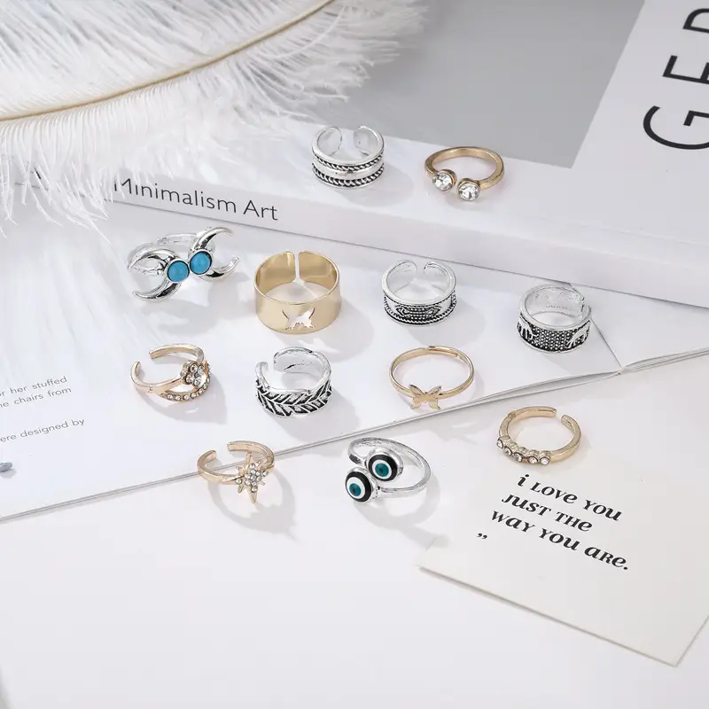 Turquoise Two-tone 12 Pieces Suit Toe Ring